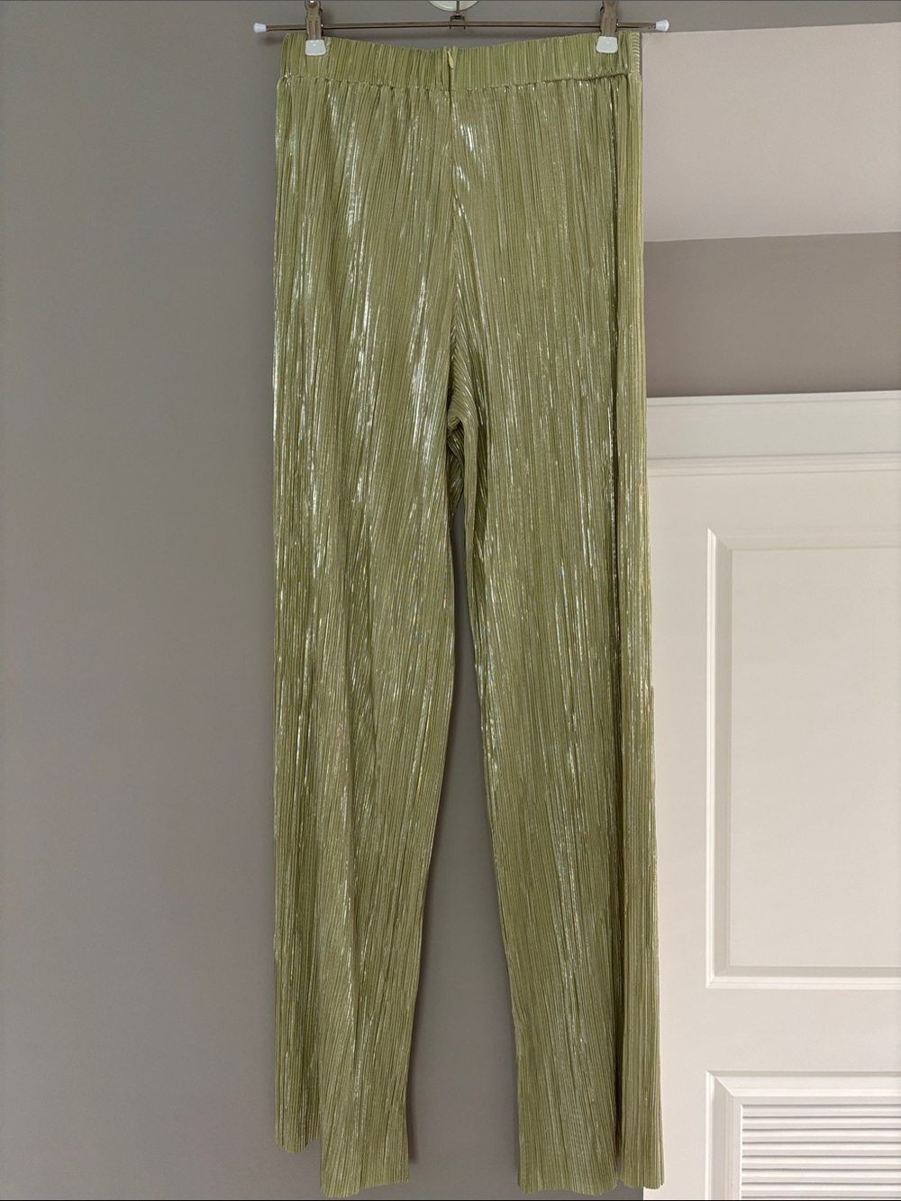Sabina Musayev Shimmery Yellow Gold Pleated Wide-Leg Pants